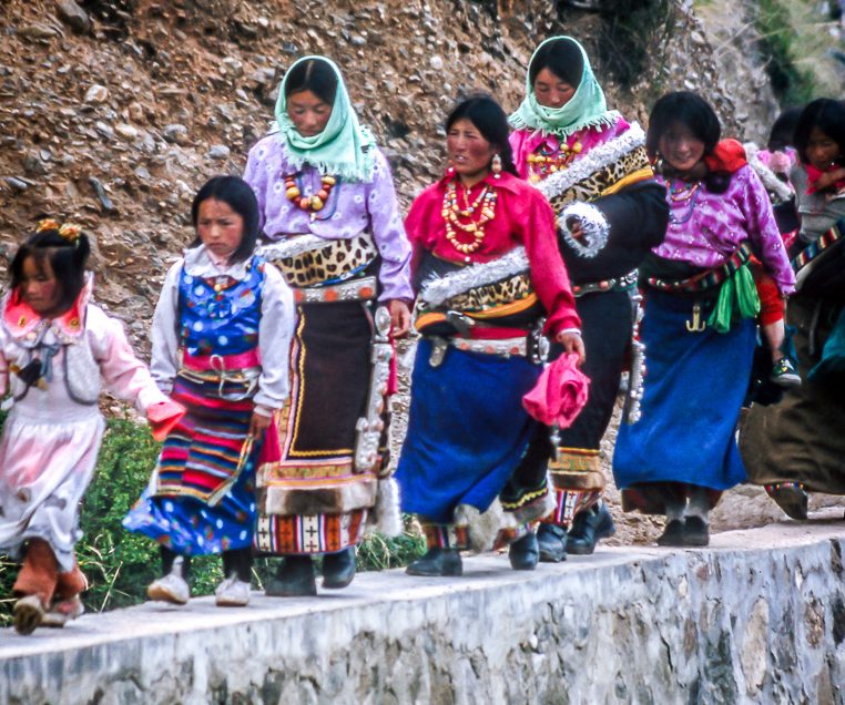 On International Childrens day, 2002 in Langmusi, China, Tibetan nomads gathered to celebrate with traditonal dancing and other activities.